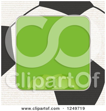 Clipart of a Green Frame over a Football Soccer Ball - Royalty Free Vector Illustration by elaineitalia