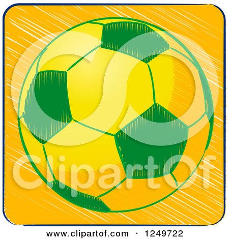 Clipart of a Sketched Brazilian Themed Football Soccer Ball - Royalty Free Vector Illustration by elaineitalia