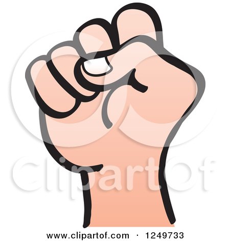 Clipart of a Cartoon Caucasian Hand in a Fist - Royalty Free Vector Illustration by Zooco