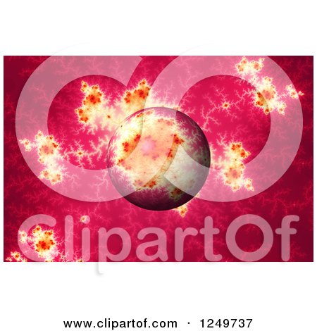 Clipart of a 3d Pink Mandelbrot Fractal and Globe - Royalty Free Illustration by oboy