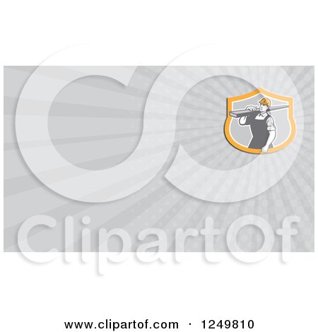 Clipart of a Construction Worker with a Board and Ray Business Card Design - Royalty Free Illustration by patrimonio