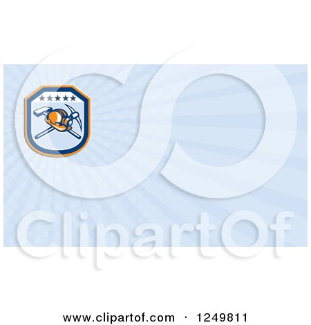 Clipart of a Coal Mining Hardhat and Tools and Ray Business Card Design - Royalty Free Illustration by patrimonio