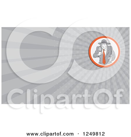 Clipart of a Male Detective and Ray Business Card Design - Royalty Free Illustration by patrimonio