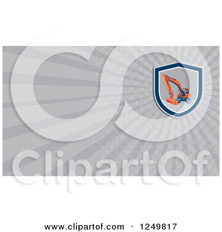 Clipart of a Mechanical Digger Excavator and Ray Business Card Design - Royalty Free Illustration by patrimonio