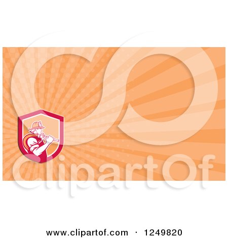 Clipart of a Fireman and Ray Business Card Design - Royalty Free Illustration by patrimonio