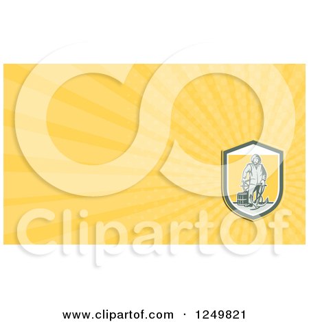 Clipart of a Captain Fisherman and Ray Business Card Design - Royalty Free Illustration by patrimonio