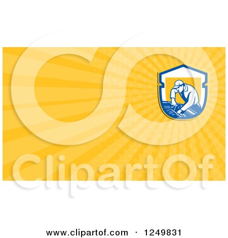 Clipart of a Car Mechanic Working and Ray Business Card Design - Royalty Free Illustration by patrimonio
