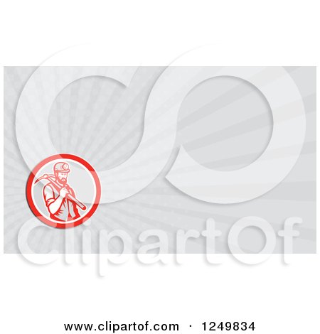 Clipart of a Miner with a Pickaxe and Ray Business Card Design - Royalty Free Illustration by patrimonio