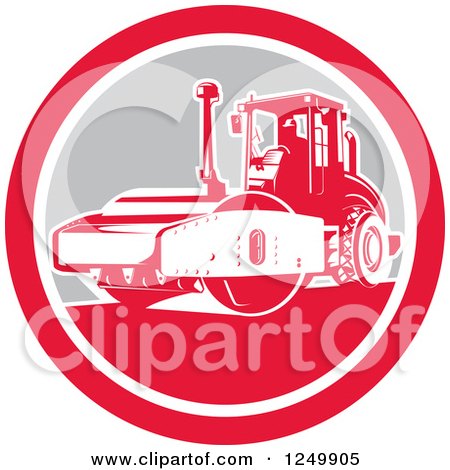 Clipart of a Retro Road Compactor Machine in a Circle - Royalty Free Vector Illustration by patrimonio