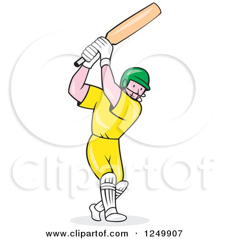 Clipart of a Cartoon Cricket Batsman Player - Royalty Free Vector Illustration by patrimonio