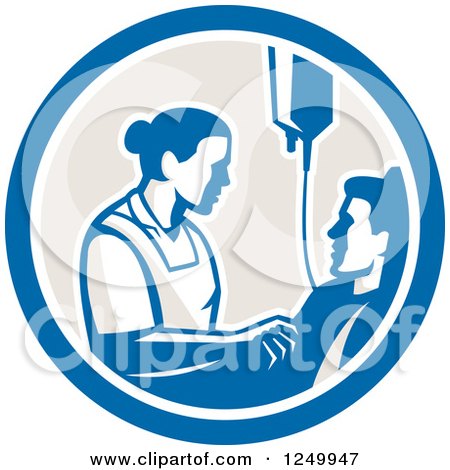 Clipart of a Nurse Tending to a Patient in a Circle - Royalty Free Vector Illustration by patrimonio