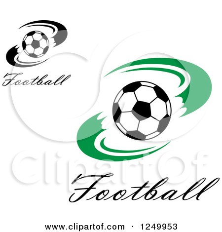 Clipart of Soccer Balls and Swooshes with Text - Royalty Free Vector Illustration by Vector Tradition SM