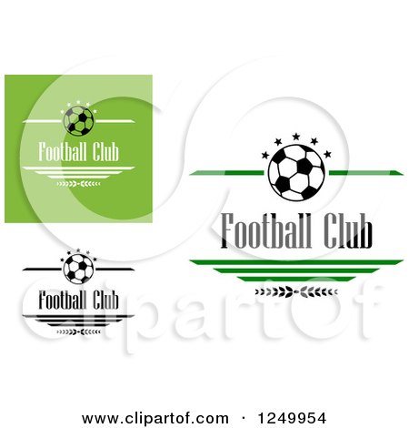Clipart of Soccer Balls with Lines Branches Stars and Football Club Text - Royalty Free Vector Illustration by Vector Tradition SM