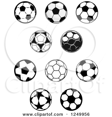 Clipart of Black and White Soccer Balls - Royalty Free Vector Illustration by Vector Tradition SM