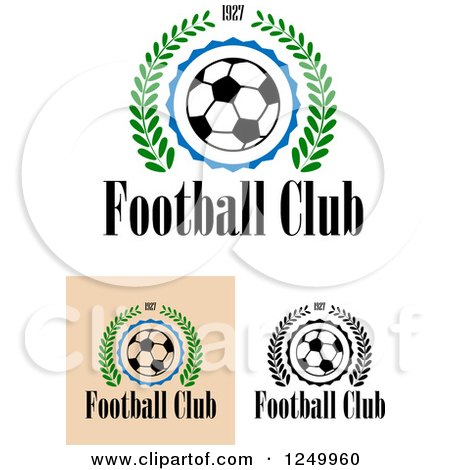 Clipart of Soccer Balls with 1927 Laurel Wreaths with Football Club Text - Royalty Free Vector Illustration by Vector Tradition SM