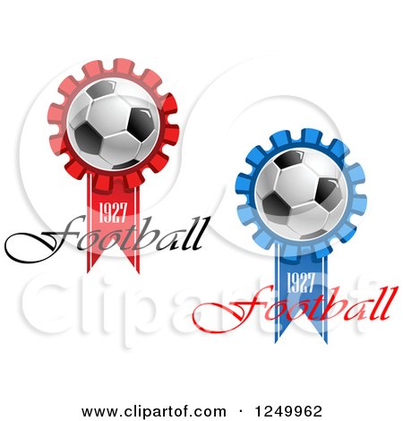 Clipart of 1927 Football Ribbons with Soccer Balls - Royalty Free Vector Illustration by Vector Tradition SM
