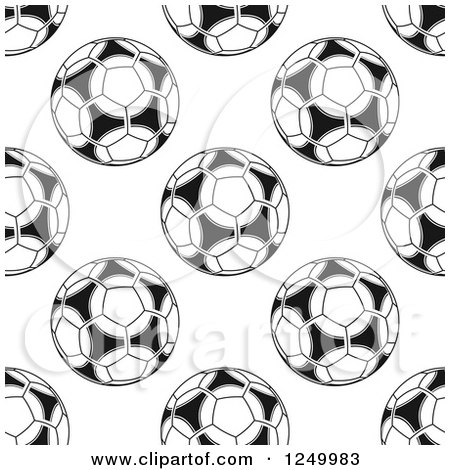 Clipart of a Seamless Background Pattern of Soccer Balls - Royalty Free Vector Illustration by Vector Tradition SM