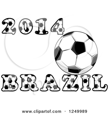 Clipart of a Soccer Ball and 2014 Brazil Text - Royalty Free Vector Illustration by Vector Tradition SM