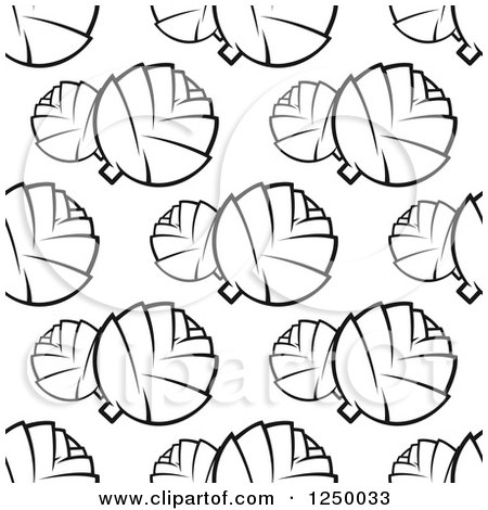 Clipart of a Seamless Background Pattern of Black and White Artichokes - Royalty Free Vector Illustration by Vector Tradition SM