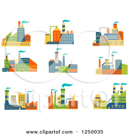 Clipart of Colorful Factories - Royalty Free Vector Illustration by Vector Tradition SM