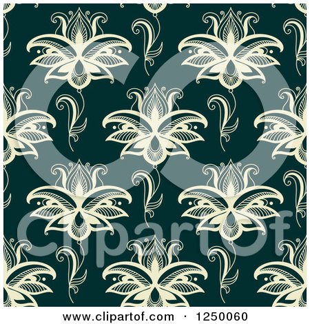 Clipart of a Seamless Background Pattern of Henna Flowers - Royalty Free Vector Illustration by Vector Tradition SM
