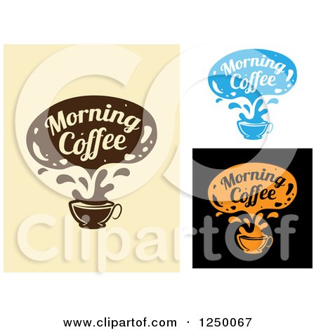 Clipart of a Morning Coffee Text Cloud over a Cup - Royalty Free Vector Illustration by Vector Tradition SM