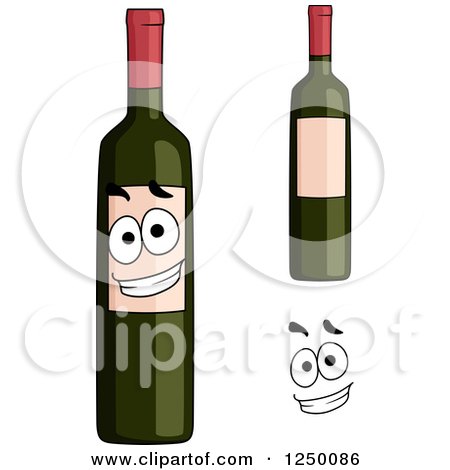 Clipart of Wine Bottle Characters - Royalty Free Vector Illustration by Vector Tradition SM