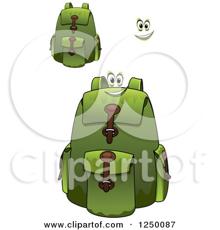 Clipart of Green Backpacks - Royalty Free Vector Illustration by Vector Tradition SM