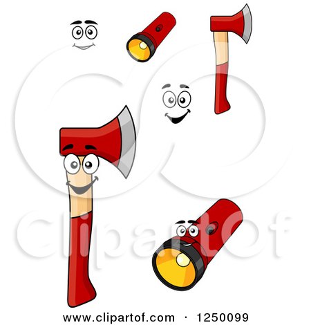 Clipart of Flashlights and Axes - Royalty Free Vector Illustration by Vector Tradition SM