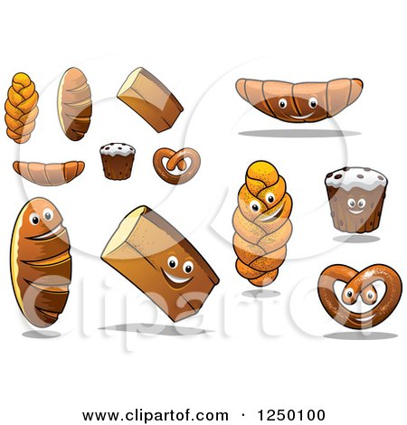 Clipart of Happy Baked Goods - Royalty Free Vector Illustration by Vector Tradition SM
