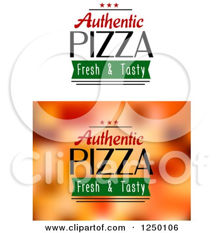 Clipart of Authentic Pizza Fresh and Tasty Text - Royalty Free Vector Illustration by Vector Tradition SM