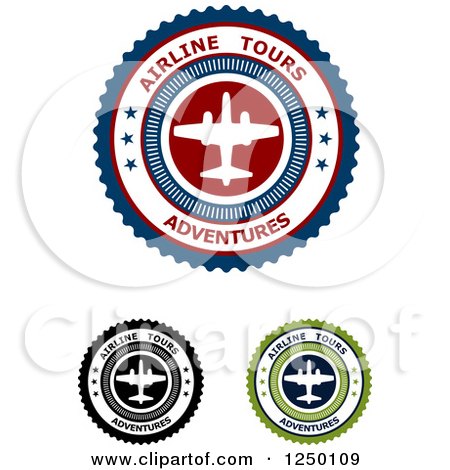 Clipart of Airline Tours Adventures Labels - Royalty Free Vector Illustration by Vector Tradition SM