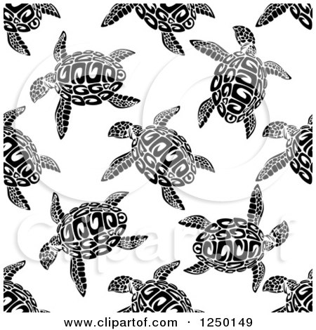 Clipart of a Seamless Background Pattern of Sea Turtles - Royalty Free Vector Illustration by Vector Tradition SM