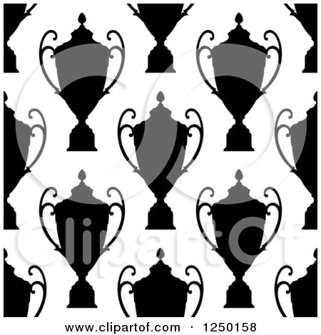 Clipart of a Seamless Background Pattern of Silhouetted Trophies - Royalty Free Vector Illustration by Vector Tradition SM
