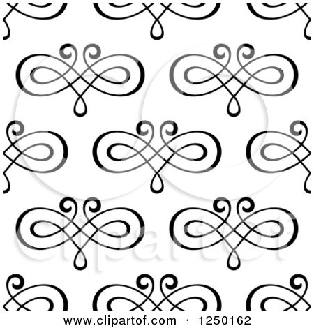 Clipart of a Seamless Background Pattern of Black and White Swirls - Royalty Free Vector Illustration by Vector Tradition SM