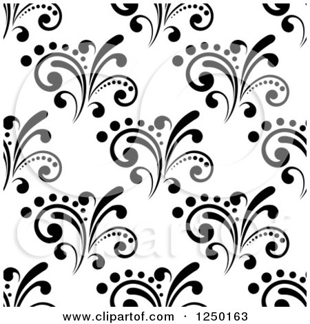Clipart of a Seamless Background Pattern of Black and White Flourishes 3 - Royalty Free Vector Illustration by Vector Tradition SM