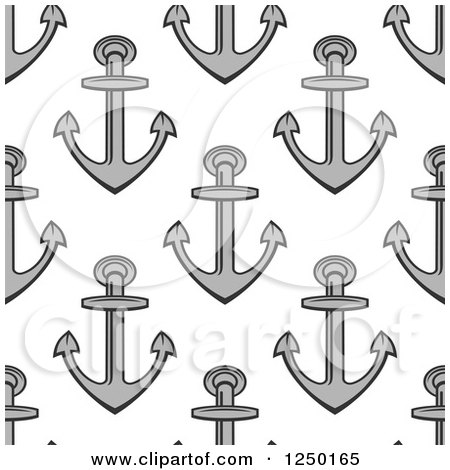 Clipart of a Seamless Background Pattern of Anchors - Royalty Free Vector Illustration by Vector Tradition SM