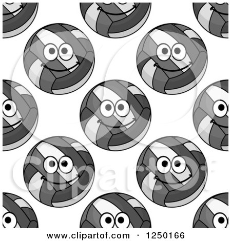 Clipart of a Seamless Background Pattern of Happy Volleyballs - Royalty Free Vector Illustration by Vector Tradition SM
