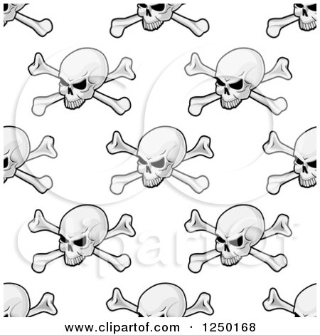 Clipart of a Seamless Background Pattern of Skulls and Crossbones - Royalty Free Vector Illustration by Vector Tradition SM