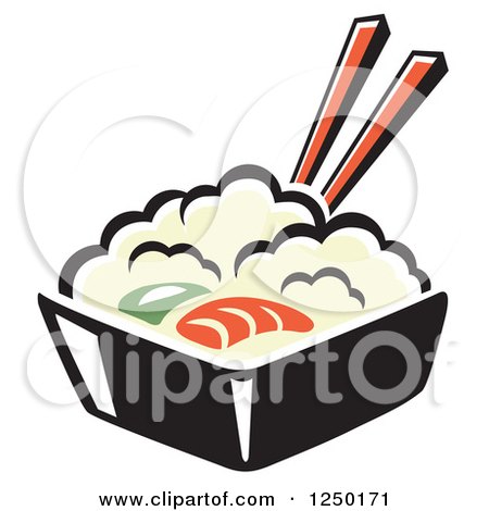 Clipart of a Bowl of Rice and Seafood - Royalty Free Vector Illustration by Vector Tradition SM