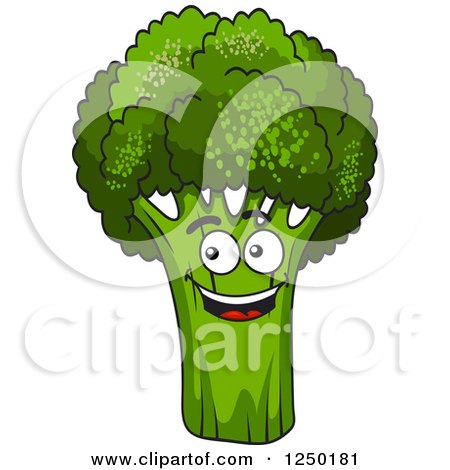 Clipart of a Green Broccoli Character - Royalty Free Vector Illustration by Vector Tradition SM