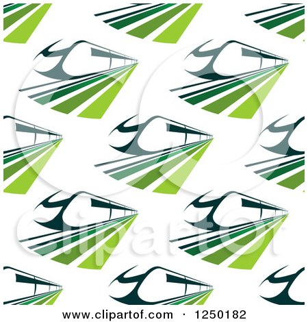 Clipart of a Seamless Background Pattern of Green Trains - Royalty Free Vector Illustration by Vector Tradition SM