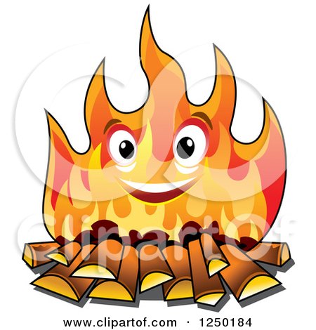 Clipart of a Happy Campfire Character - Royalty Free Vector Illustration by Vector Tradition SM