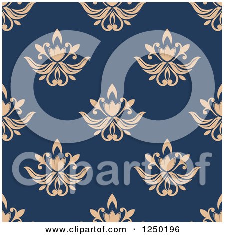 Clipart of a Seamless Background Pattern of Floral - Royalty Free Vector Illustration by Vector Tradition SM