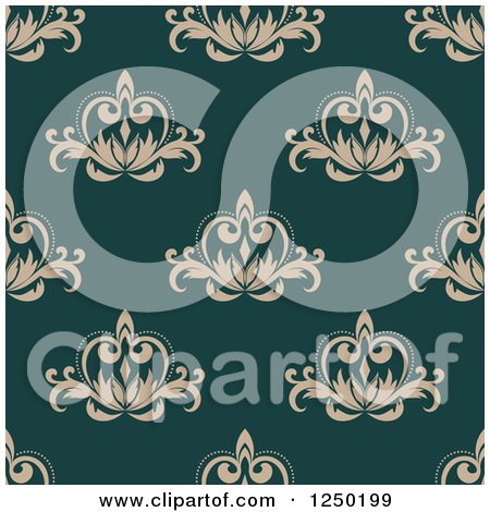 Clipart of a Seamless Background Pattern of Floral - Royalty Free Vector Illustration by Vector Tradition SM