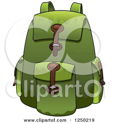 Clipart of a Green Backpack - Royalty Free Vector Illustration by Vector Tradition SM