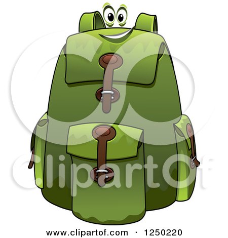 Clipart of a Green Backpack Character - Royalty Free Vector Illustration by Vector Tradition SM