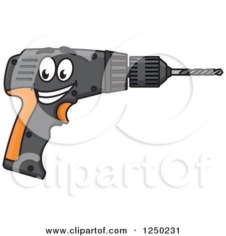 Clipart of a Hand Drill Character - Royalty Free Vector Illustration by Vector Tradition SM