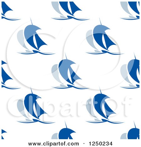 Clipart of a Seamless Background Pattern of Sailboats - Royalty Free Vector Illustration by Vector Tradition SM