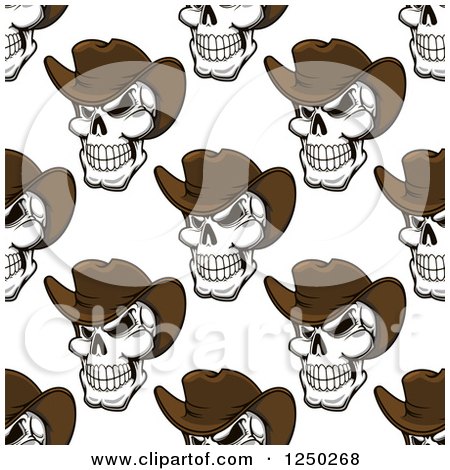 Clipart of a Seamless Background Pattern of Cowboy Skulls - Royalty Free Vector Illustration by Vector Tradition SM